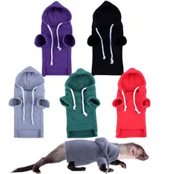 Cute Hamster Guinea Clothes Ferret Hoodie Solid Color Drawstring Hooded Sweatshirt Thick Fleece Foreleg Elastic Pet Hoodie