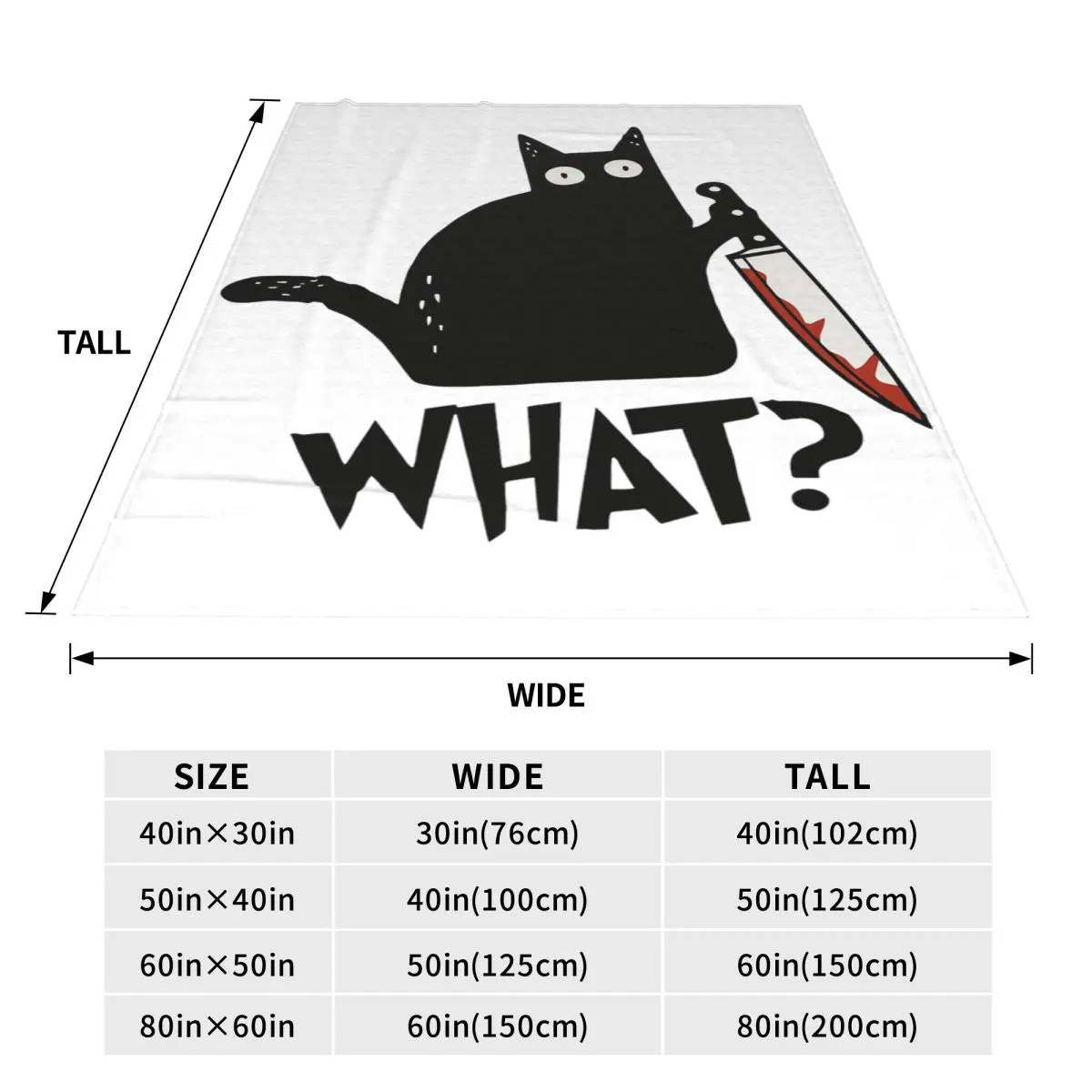 Cat What Murderous Black Cat With Knife Premium Blankets Soft Flannel Throw Blanket Cover for Bed Living room Travel Home Sofa