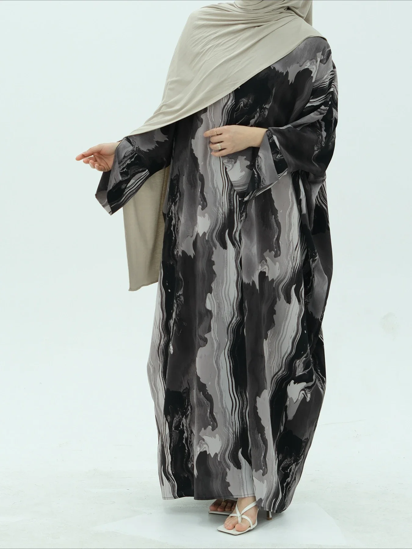 Abito musulmano per le donne Party Abaya Stampa Cardigan Ramadan Eid Arabo Abito lungo Marocco Dubai Caftano Islam Abiti Jalabiya 2025