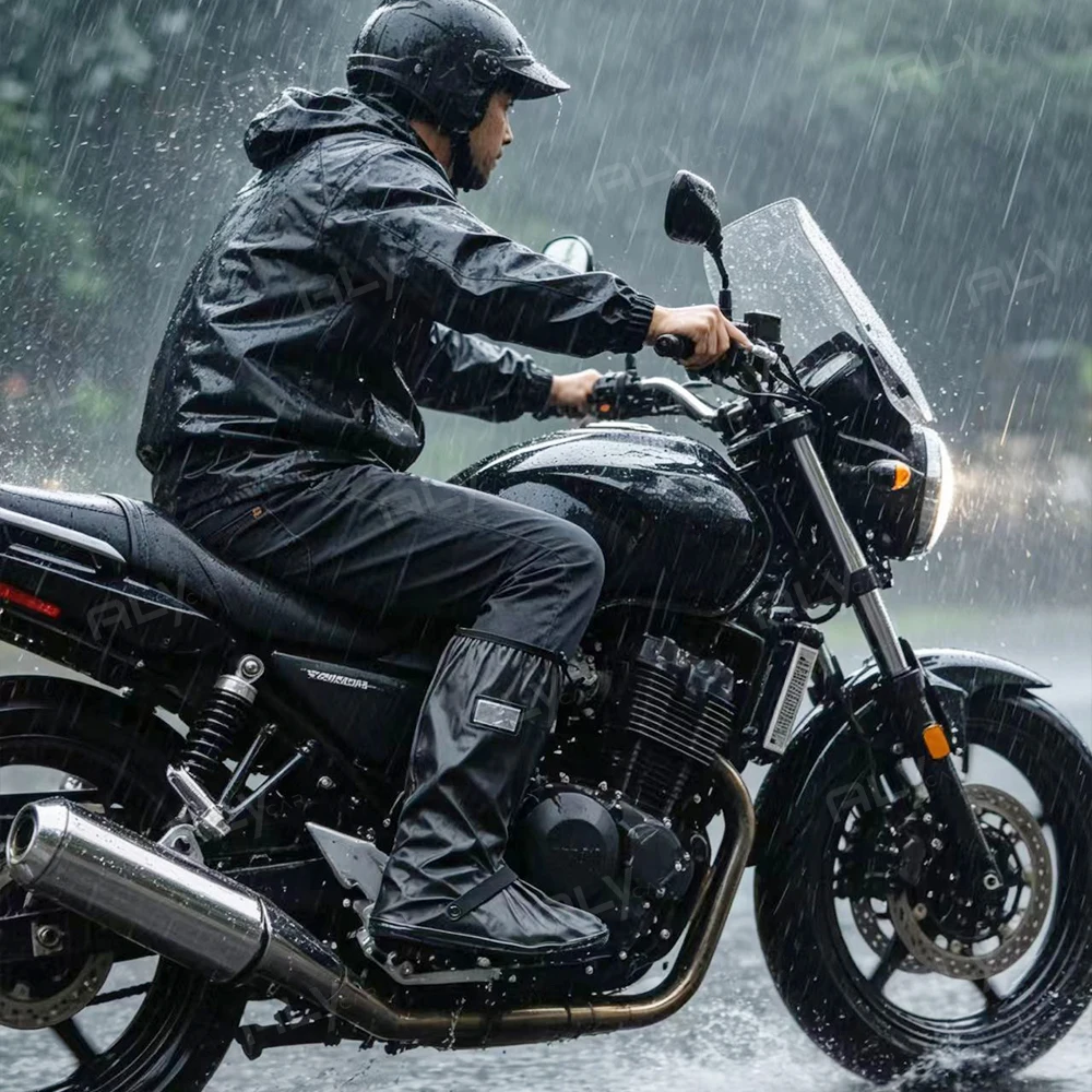 High Tube Reflective Rain Boot Covers Waterproof Non-slip Reusable Unisex Protector For Motorcycle Scooter Bicycle Rainy Days