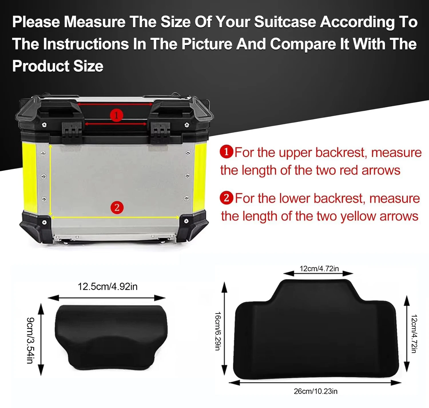 Motorcycle Top Box Backrest Motorcycle Back Cushion Passenger Backrest Back Pad For Universal 45L Rear Top Case Cushion