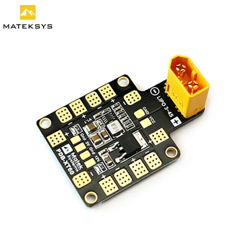 Matek PDB XT60 Distribution Board With XT60 Dual BEC 5V/2A 12V/0.5A Linear Compatible with X/H Frame For FPV Quadcopter Drones