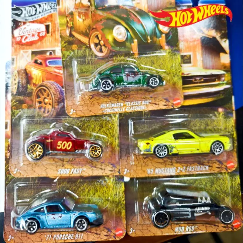Hot Wheels Classic Club Retro Alloy Car Model - Silver Label Mustang Porsche 911 Volkswagen Beetle Die-Cast Vehicles in Stock