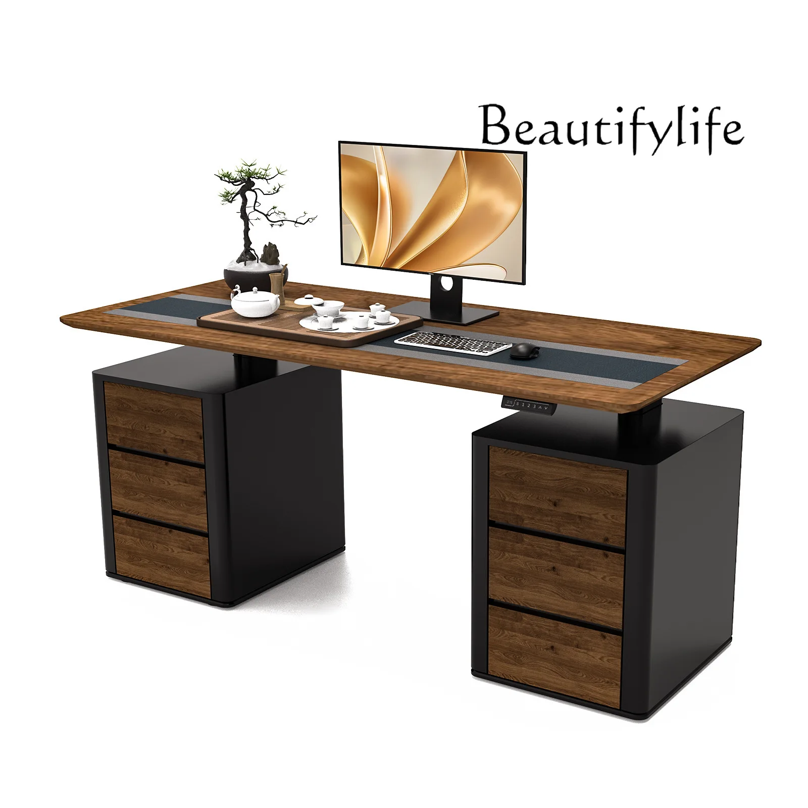 Italian medieval style electric lifting desk household simple computer desk