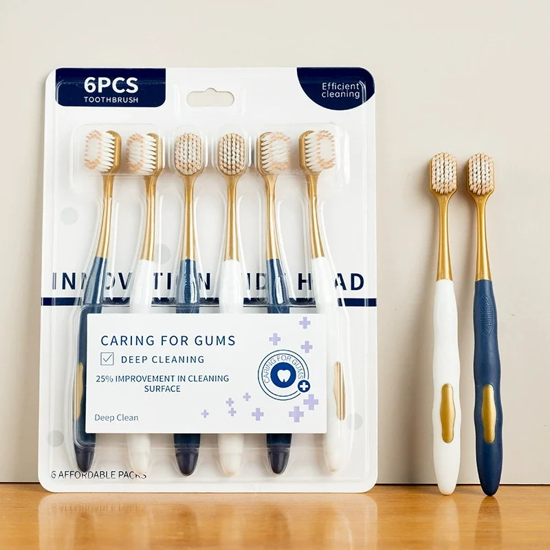

6/12 шт. ультрамягких зубных щеток с широкой головкой для пар, элитный домашний стиль с противоскользящей ручкой для ухода за полостью рта