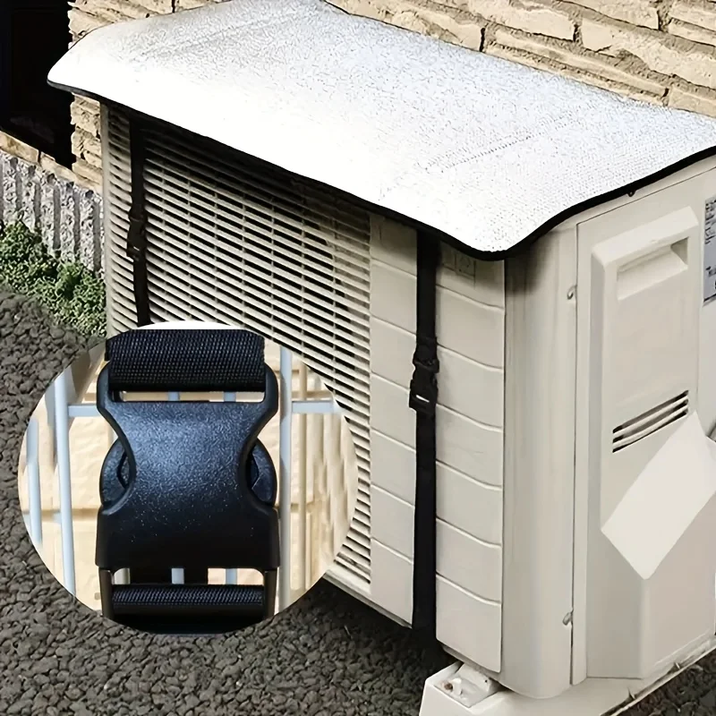 غطاء مكيف الهواء الخارجي - طبقة مزدوجة، تظليل الشمس، موفر للطاقة، 80 × 40 سم، أبيض مع تهوية، سهل التركيب #5