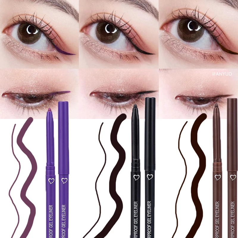 1/6Pcs 방수 아이 라이너 젤 펜 누워 누에 연필 오래 지속되는 빠른 건조 부드러운 뷰티 아이 라이너 스탬프 아이 메이크업