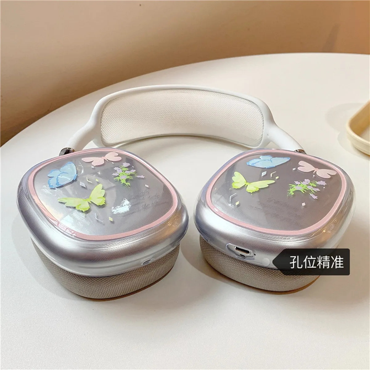 جراب فراشة جميل لطيف لسماعات AirPods Max ، جلد شفاف من البولي يورثين الحراري الناعم ، مضاد للخدش ، غطاء واقي للغاية ، سماعات رأس