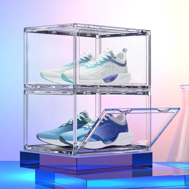 360 Degree Display Acrylic Without Dead Ends Shoes Box Full Transparent Anti Oxidant Collector Storage Sports Sneaker Organizer