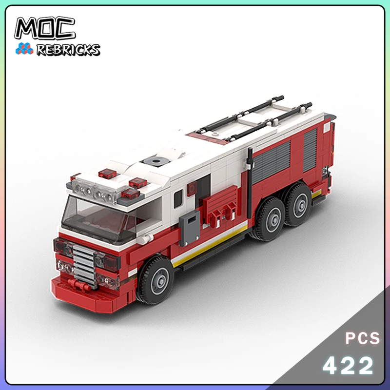 MOC اللبنات فرشاة Oshkosh HEMTT مضخة حريق الإنقاذ فرقة نمط شاحنة لتقوم بها بنفسك نموذج الجمعية الطوب الصبي لعبة هدايا عيد
