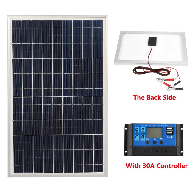 300W 12V draagbare zonnepaneelkit Complete polykristallijne USB-voeding Outdoor oplaadbare zonnegenerator voor thuis zonnecel