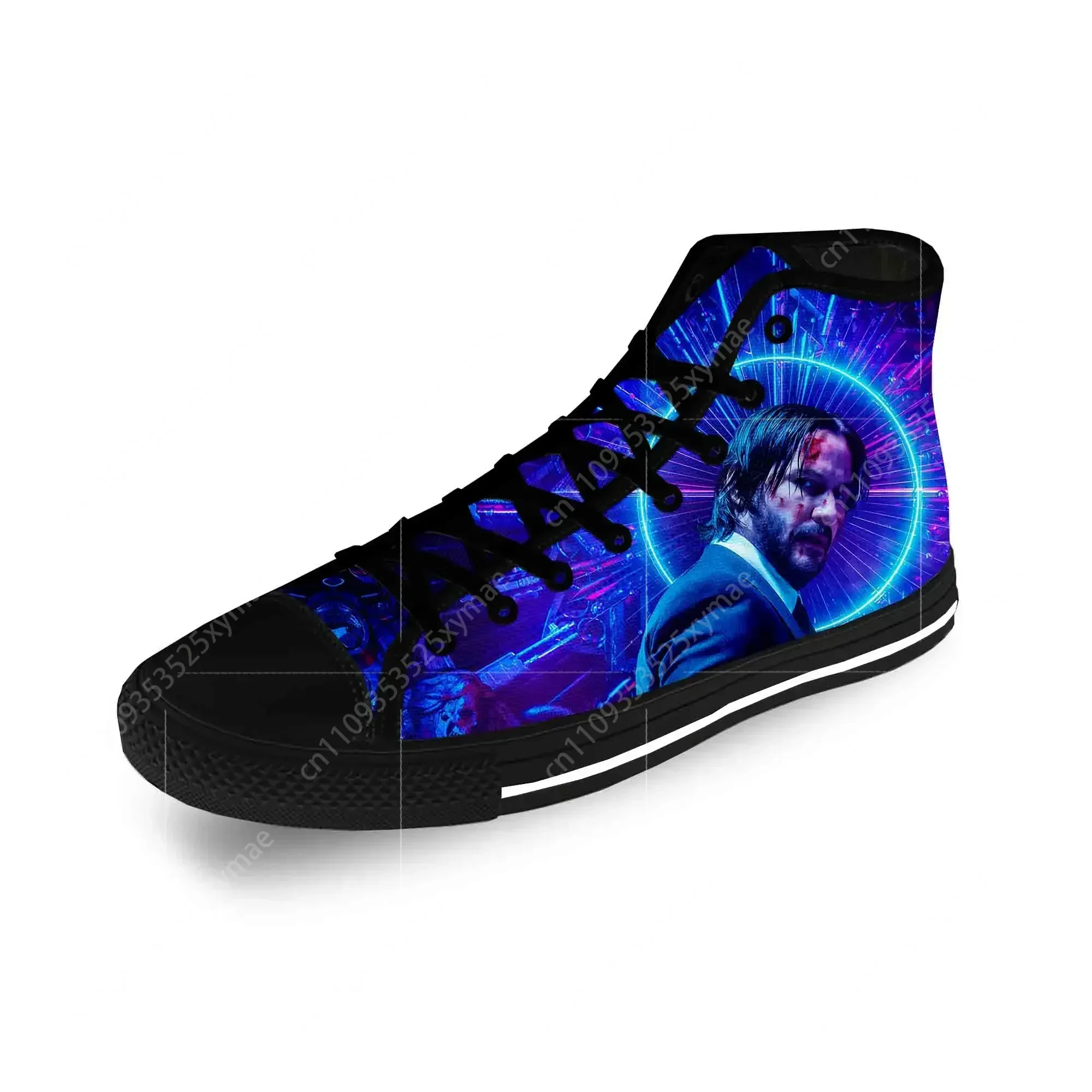Zapatillas de lona de alta calidad con estampado 3D de la estrella de cine Keanu Reeves, zapatillas informales de tela con estampado 3D para hombre y mujer, zapatillas ligeras y transpirables