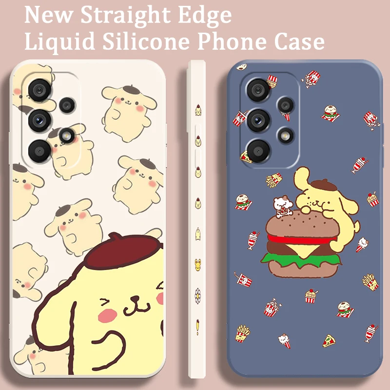 Cartoon Pompompurin Love Liquid Left Rope For Samsung Note 20 10 A54 A31 A14 A03 A22 A34 A04 A24 Ultra Plus 5G Cover Phone Case