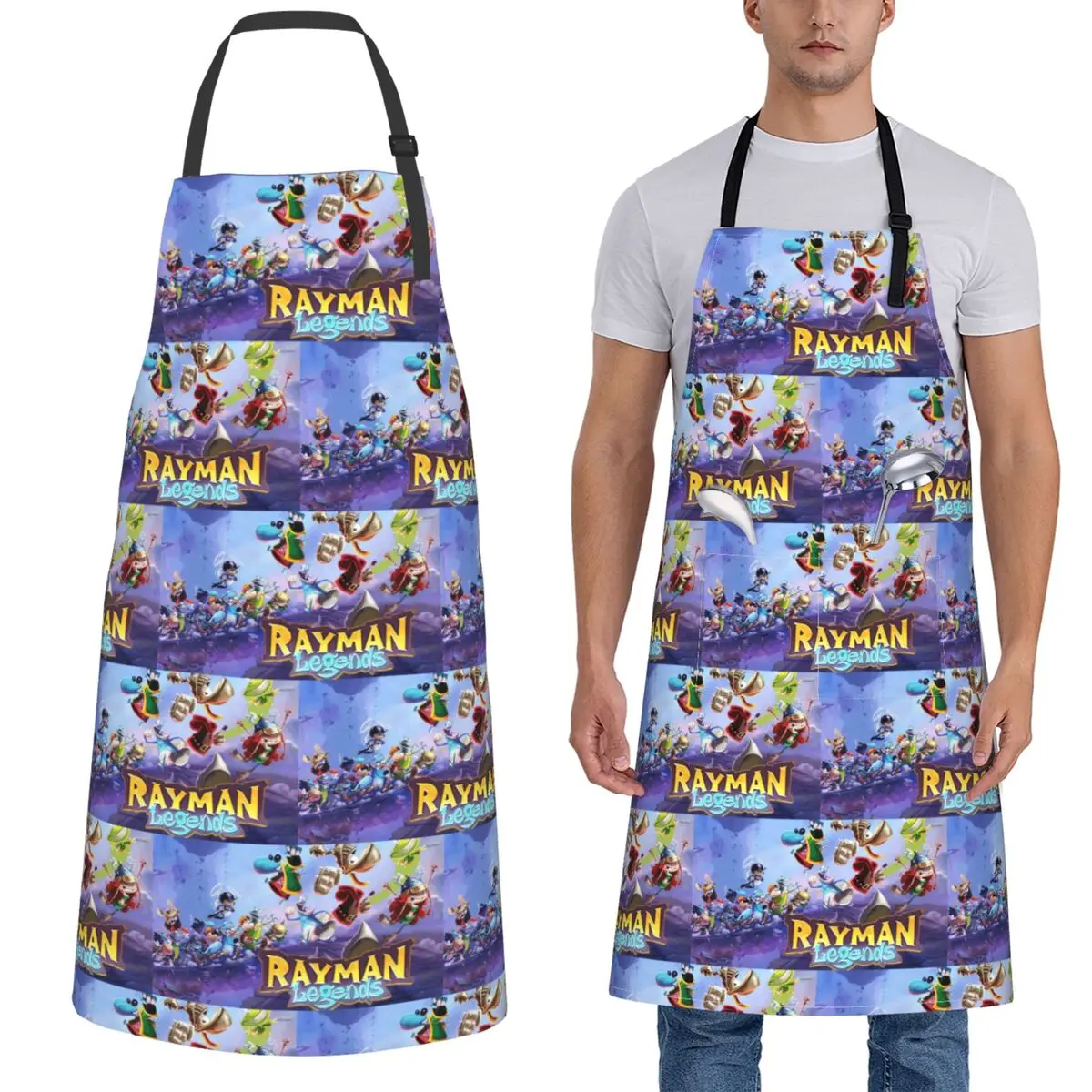 ألعاب الكرتون Rayman Legends المئزر الشيف الطبخ الخبز Tablier مريلة مقاومة للماء تنظيف المطبخ بينافور للنساء الرجال اللوحة