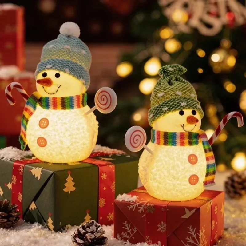 Handmade Christmas Snowman Lights LED Warm White Glowing Ornament Gift Giving for Indoor Home Tabletop Decor