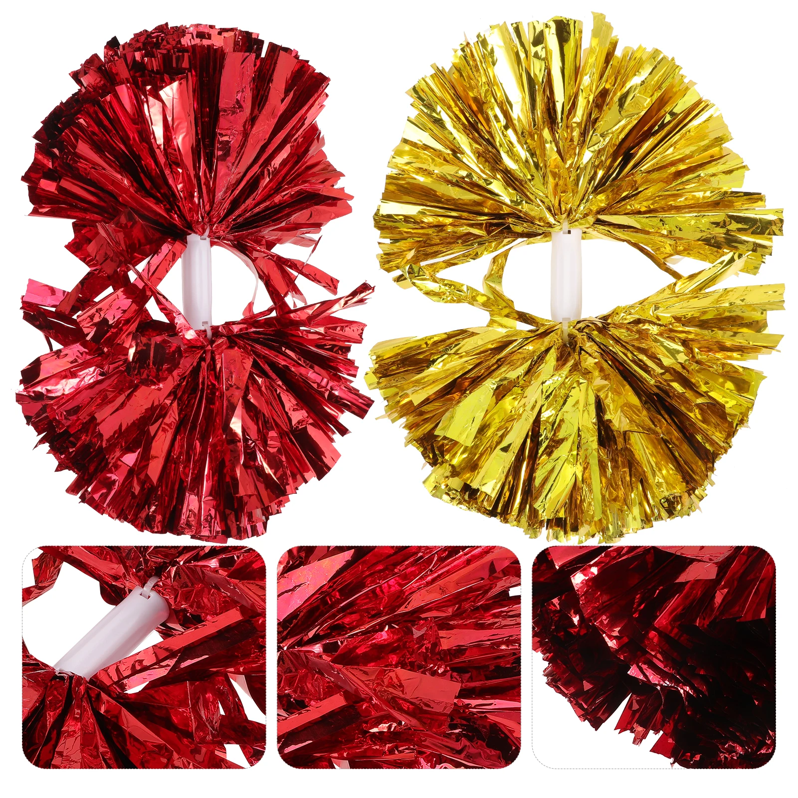 2Pcs Cheerleading Pom Poms Mixed Colors High Quality Smooth Handle Easy Grip for School Competitions Dance Teams Party