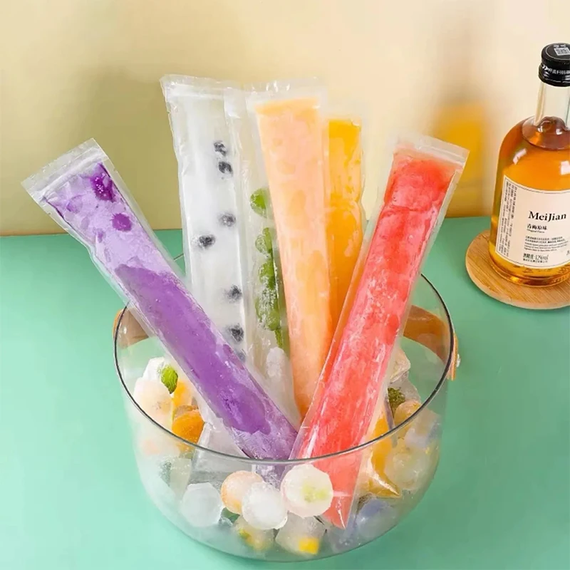 

50 Pcs Disposable Ice Popsicle Mold Bags Bpa Free Freezer Tube with Zip Seals Yogurt Ice Cream Sticks Juice Fruit Smoothies Bag