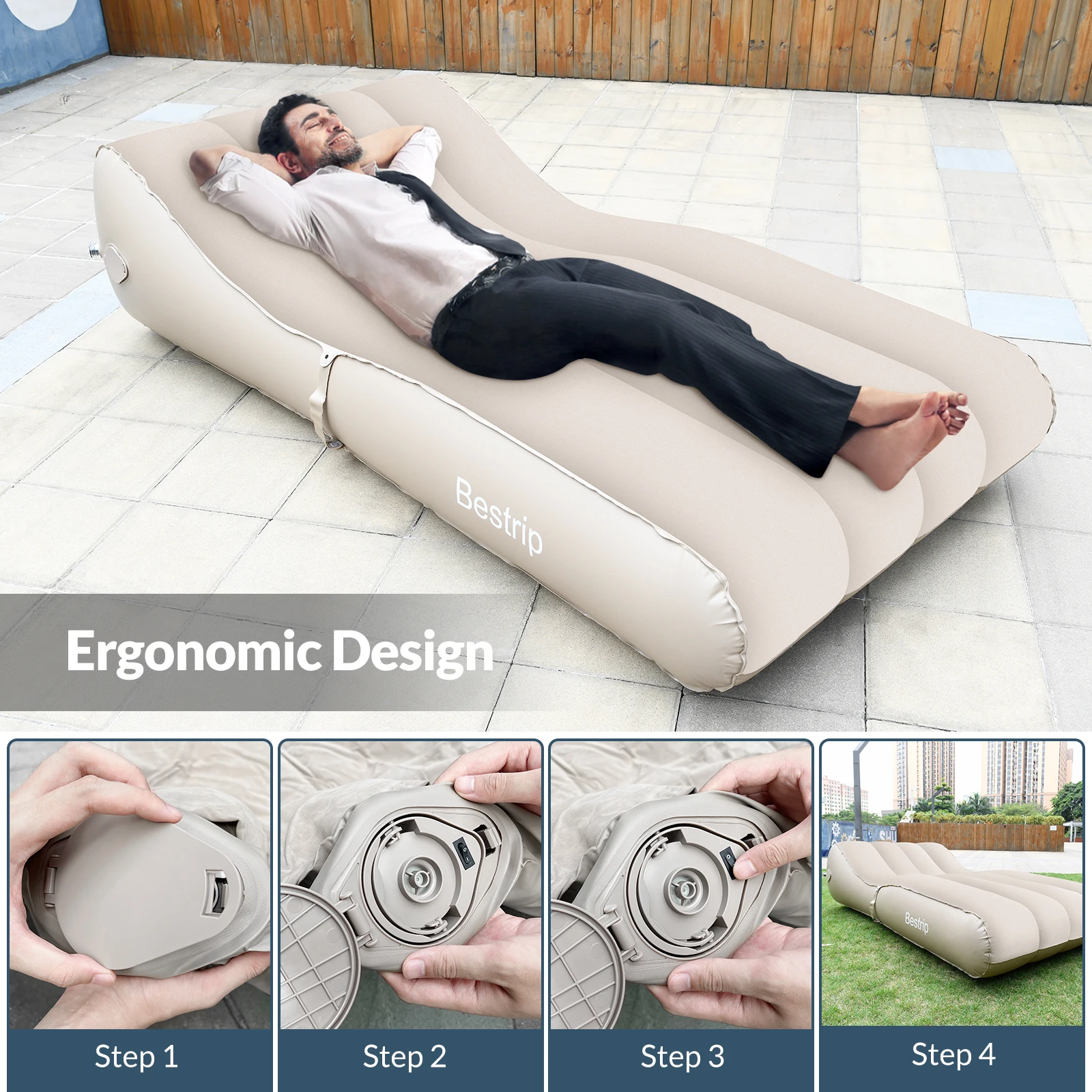 Bestrip BP800+ Fast Inflatable Air Sofa Bed Outdoor Portable Air Mattress Lazy Camping Automatic Inflatable Sleeping Mat
