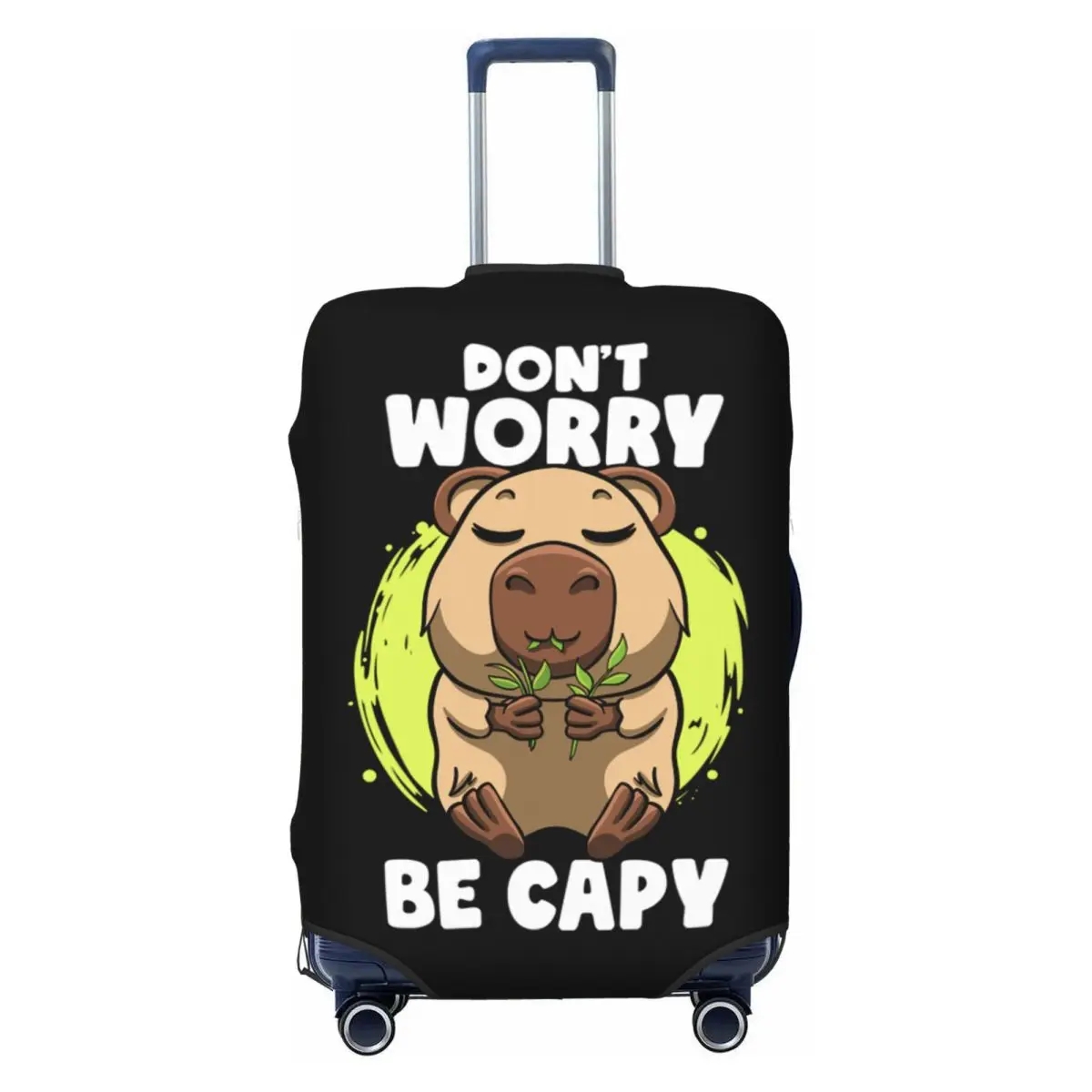 

Custom Funny Capybara Face Luggage Cover Protector Dust Proof Don't Worry Be Capy Travel Suitcase Covers