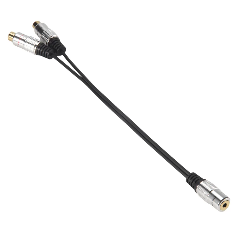 3.5Mm (1/8 Inch) Stereo Jack Female To 2 Dual RCA Female Jack Stereo Audio Splitter Y Adapter Cable For Connector AV Audio/Video