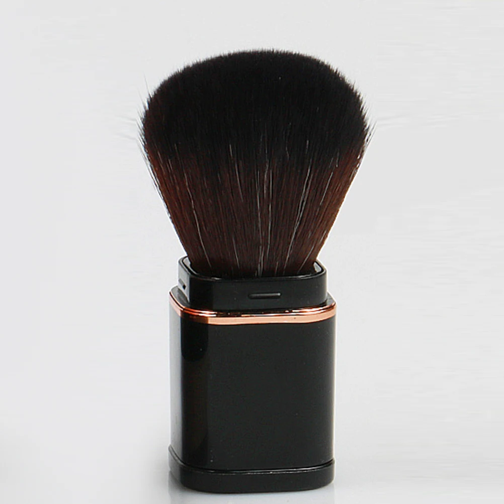 

Retractable Makeup Brush Professional Travel Tools Blush Powder Brushes Faux Fiber Bristles Compact Size Hygienic Storage Black