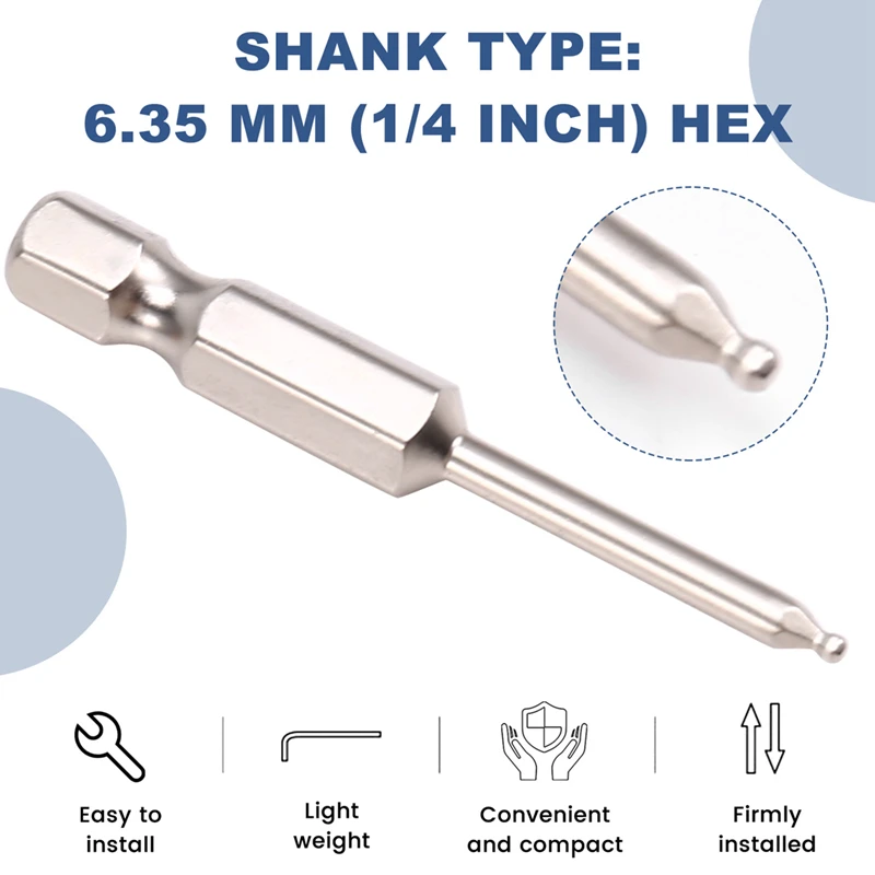 Магнитный шестигранный ключ, сверла, набор шестигранных отверток с шариковым наконечником, длина 100 мм, шариковая отвертка, шестигранный хвостовик 1/4 дюйма