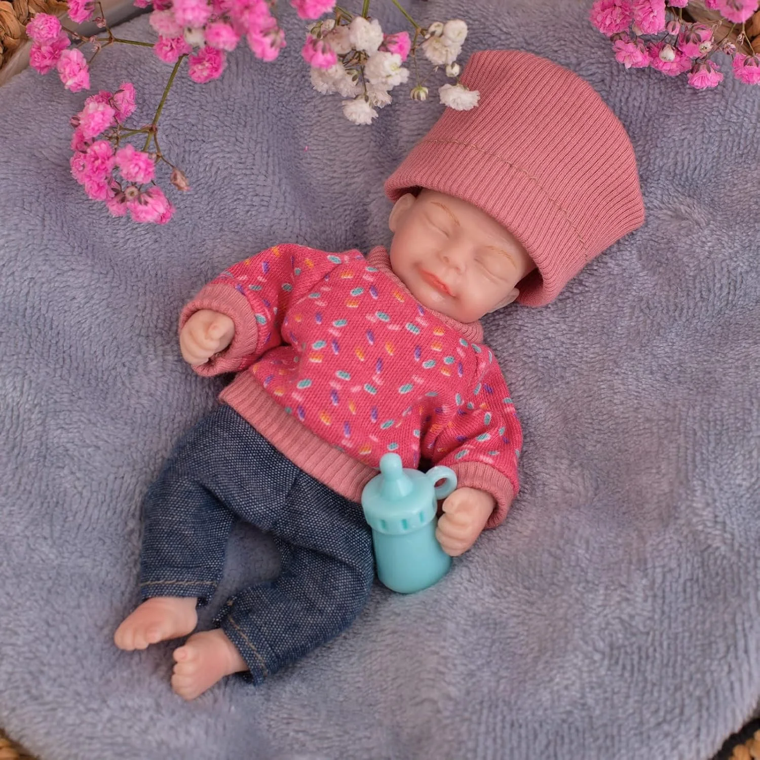 Saskia, muñeca de bebé recién nacida de silicona para dormir de 6 pulgadas hecha a mano, tacto suave y realista, regalos de cumpleaños para niños