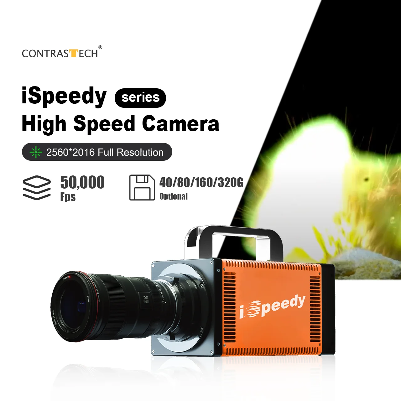 5MP 50000fps10GigE Vision 2560x2016 Slow Motion High Speed Camera for Destructive Testing Contrastech