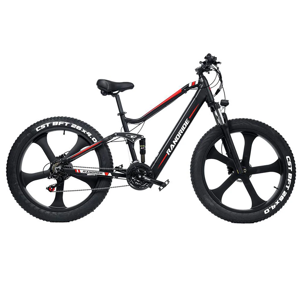 RANDRIDE YX90M Electric Bike, 26'' Fat Tire, 1000W Motor, 48V13.6Ah Battery, 45km/h Max Speed, 100km Range, Hydraulic Brake, LCD