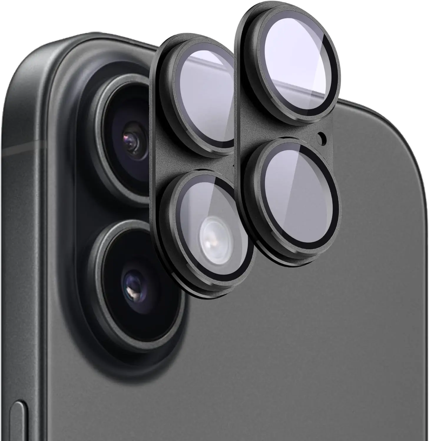 2er-Pack Kameralinsen-Schutz für iPhone 17 Air Pro Max Gehärtetes Glas Starke Adsorption Metall-Kameraabdeckung Bildschirmschutz |   Schwarze Ausführung
