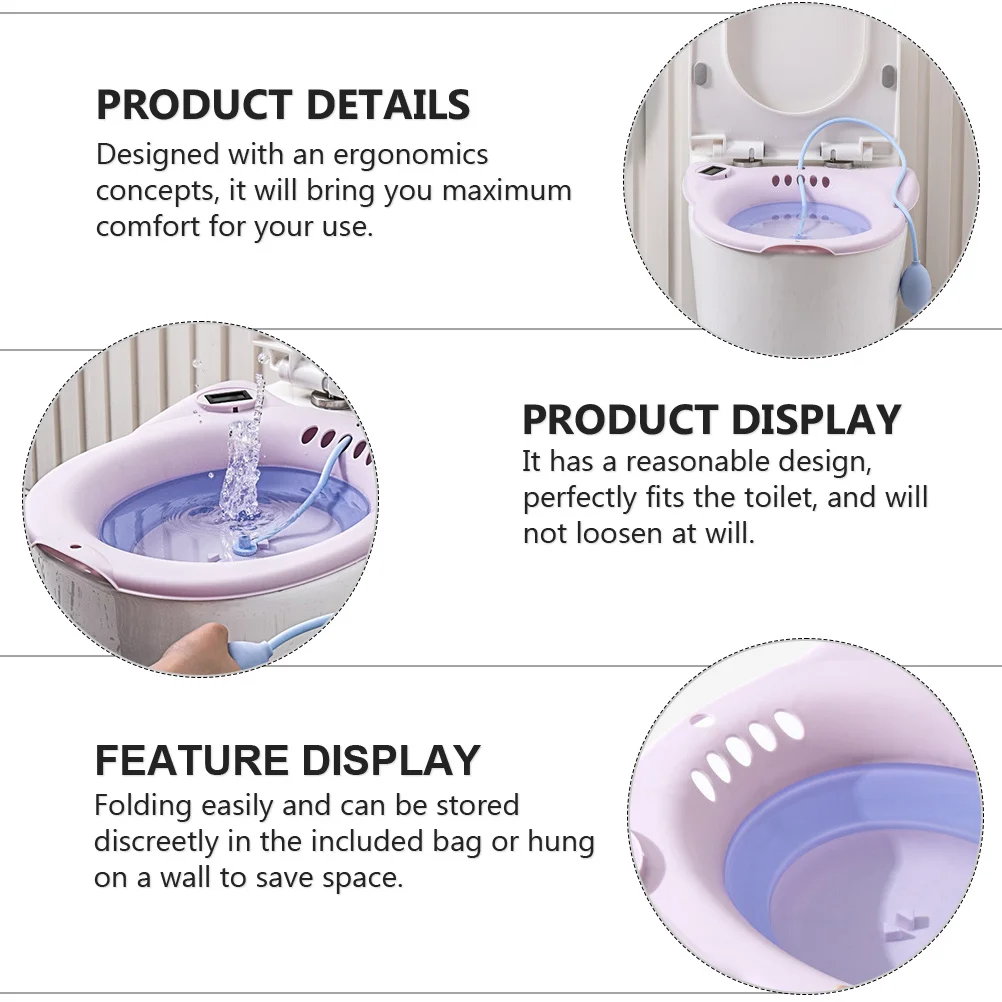 

Toilet Seat Sitz Bath Women Special Soaking Basin Temperature Display Ergonomics Saving Storage Bag Included