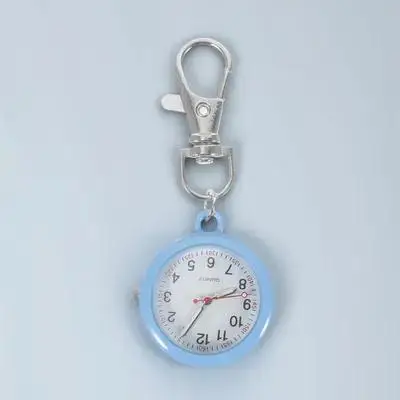 Orologio da infermiera con risvolto appeso blu, 6 puntatori, metallo, acciaio inossidabile, vetro, portachiavi tascabile vintage, ciondolo, occasioni mediche ospedaliere
