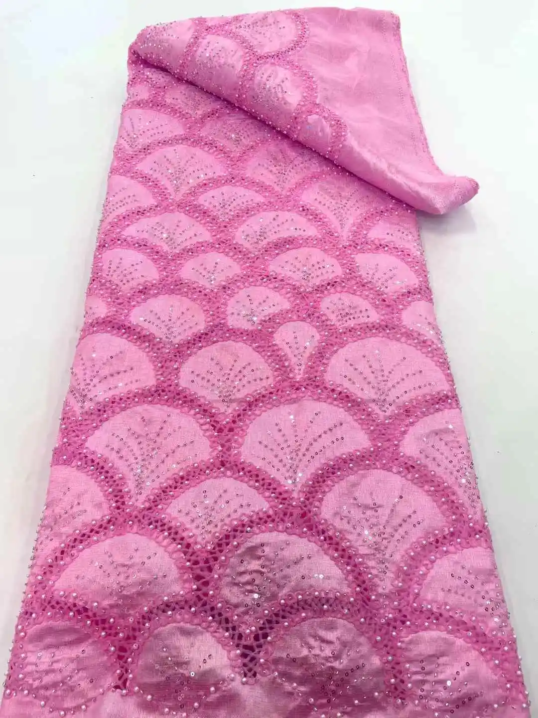 Africa Nigerian Beaded French Mesh Lace With Sequins High Quality 2025 Embroidery Lace Sequins Lace For Wedding Dresses Women