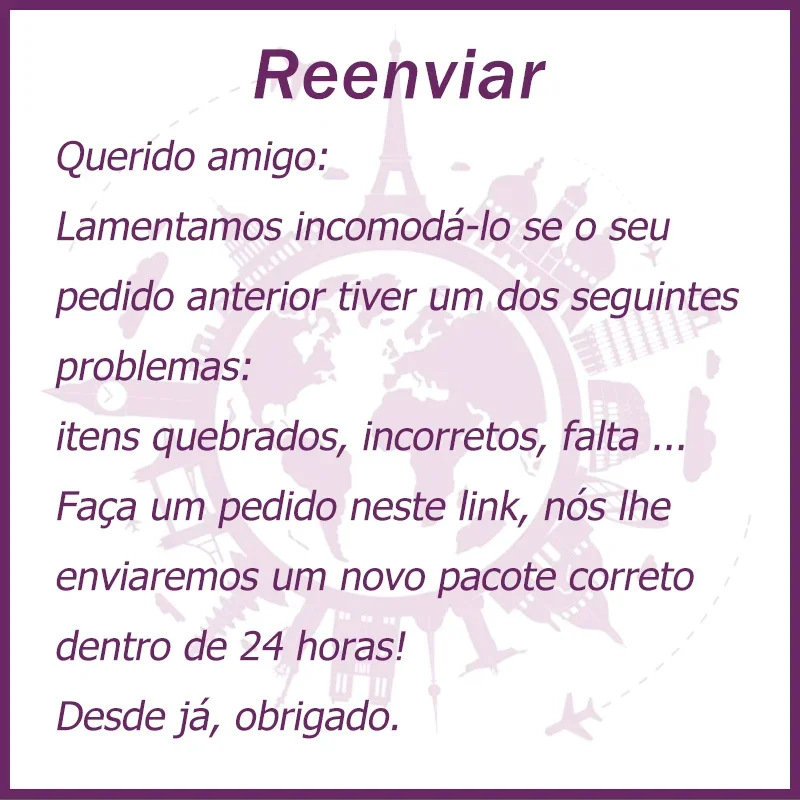 This link is for the customer who receive the defective order and needs us reship an new order