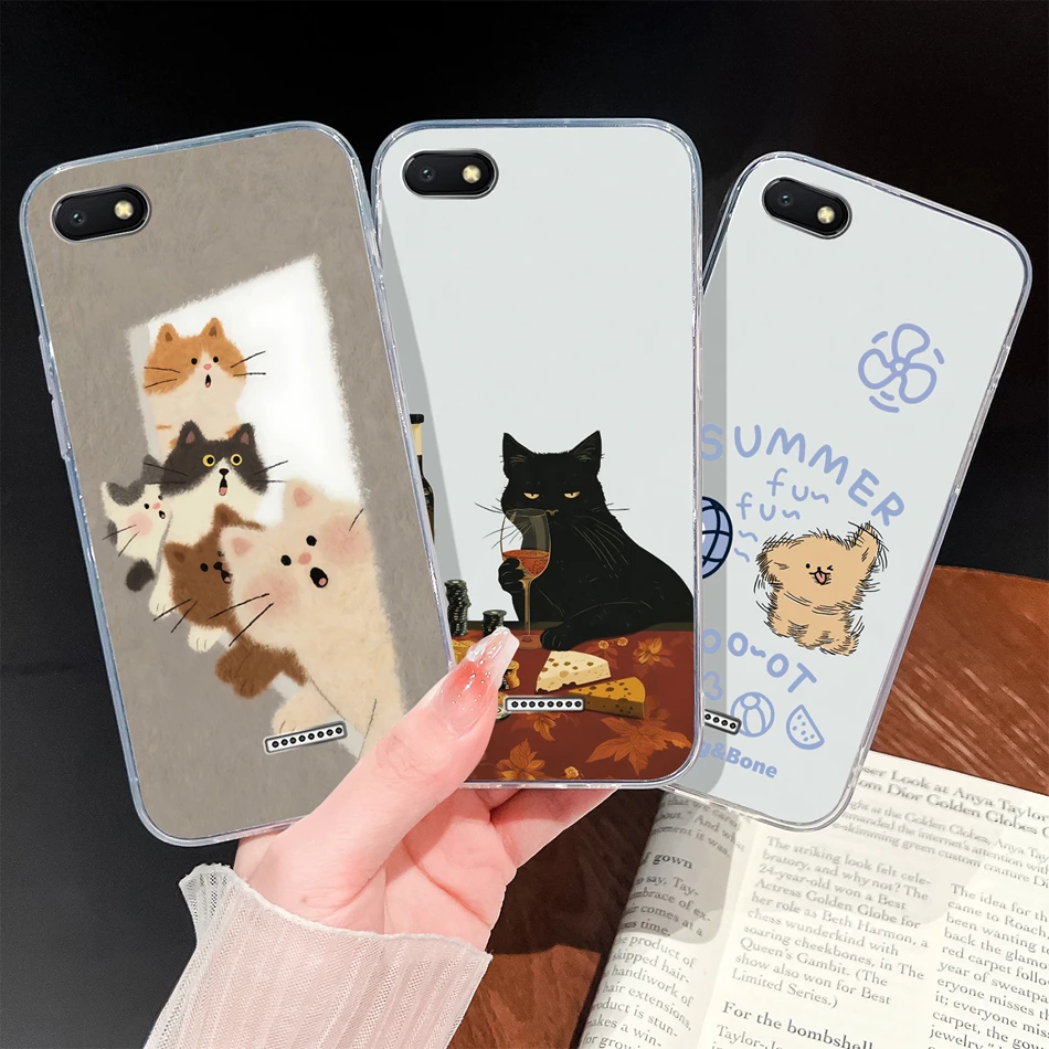 ل Redmi 6A 6 Pro 7A 8A 9A 9AT 9i جراب هاتف جميل الكرتون لينة بولي TPU الشفاف سيليكون الوفير خفيفة الوزن مكافحة قطرة الإسكان