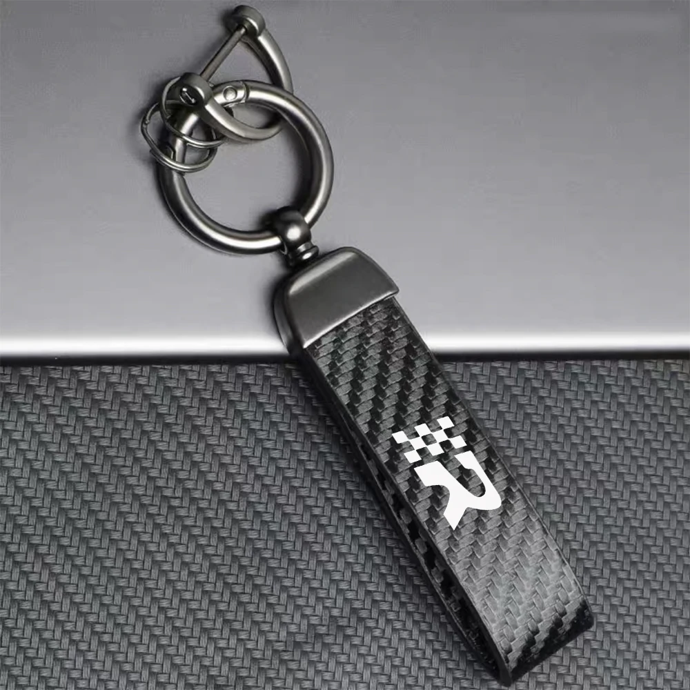 Car Carbon Fiber Style Keychain Carbon Fiber Leather Key Chain R logo For Seat Leon Cupra ALTEA IBIZA Ateca Fender Nameplate