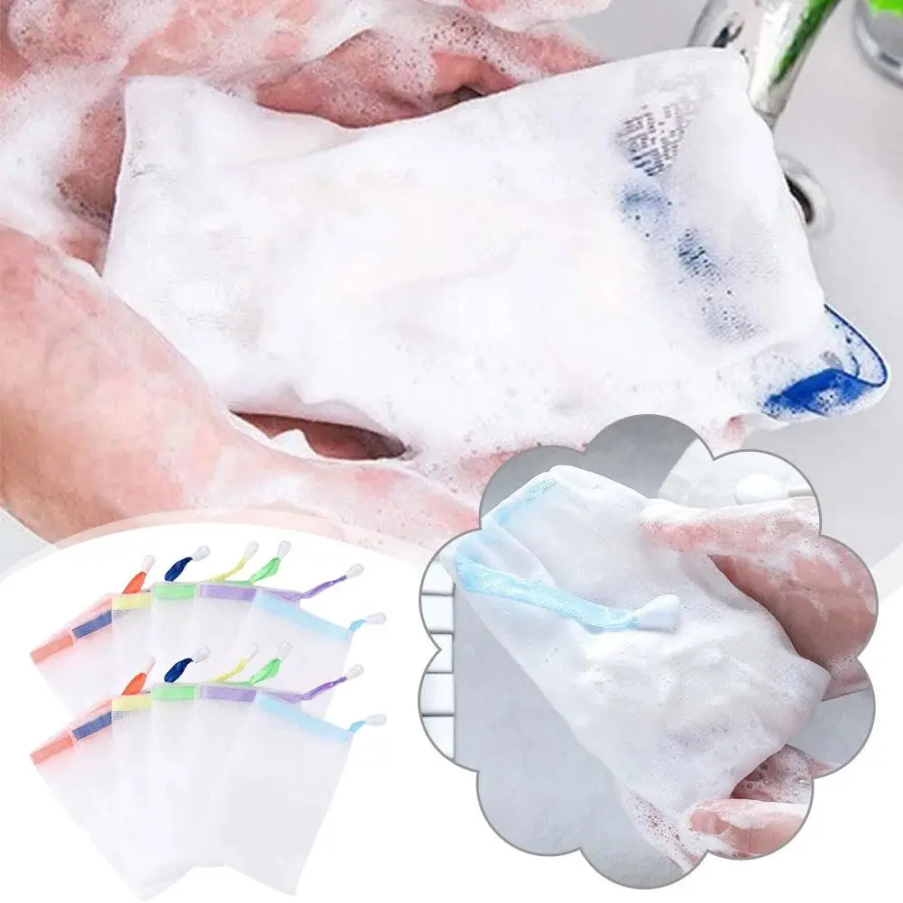 

Hangable Soap Foaming Net Shower Bathroom Facial Cleanser Body Cleaning Mesh Glove Cleaning Soap Bags Tools Bubble Net U6H0