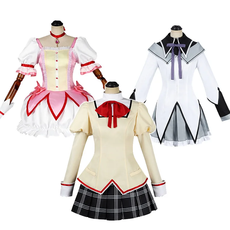 

Magical Girl Puella Magi Madoka Magica Cosplay Costume Set: Homura Akemi School Uniform And Mami Tomoe Stage