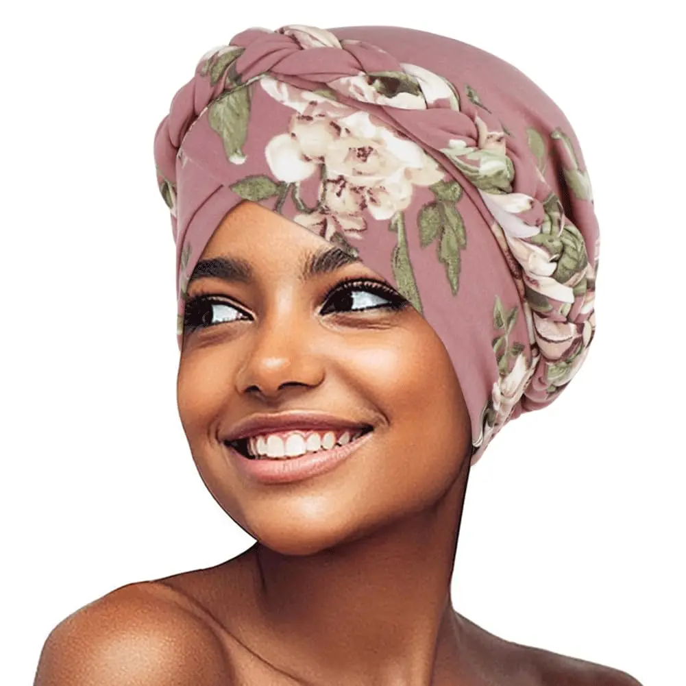 African Women Turban Caps Print Twist Braid Headwrap Pre Tied Chemo Cancer Bandana Headscarf Hair Cover Wrap Hats