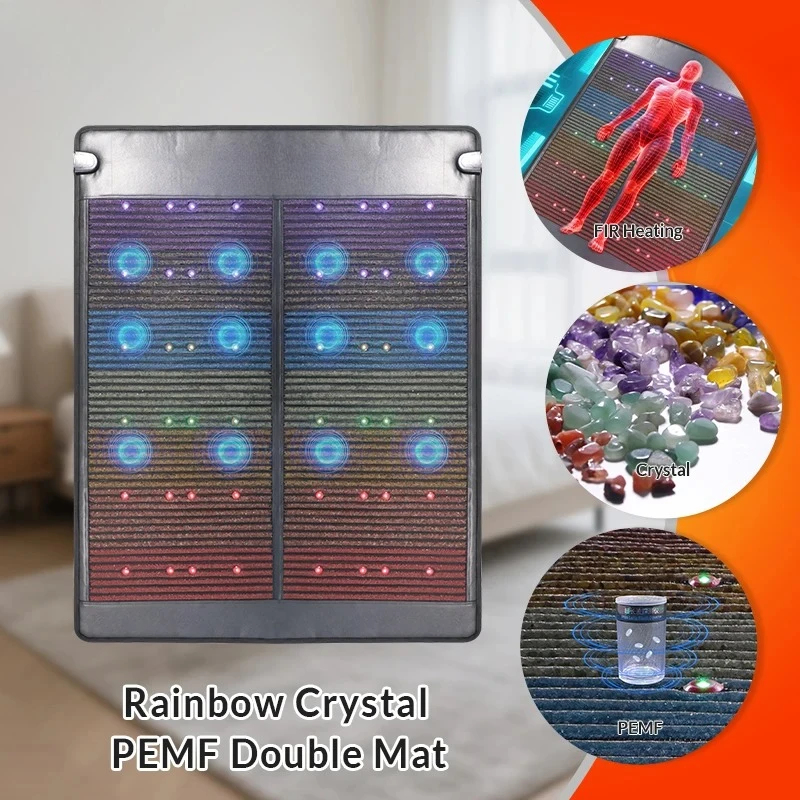 Fuerle Rainbow Crystal PEMF Double Mat Massage Mat Natural 7 Gemstone Far Infrared Heating PEMF Mat For Body