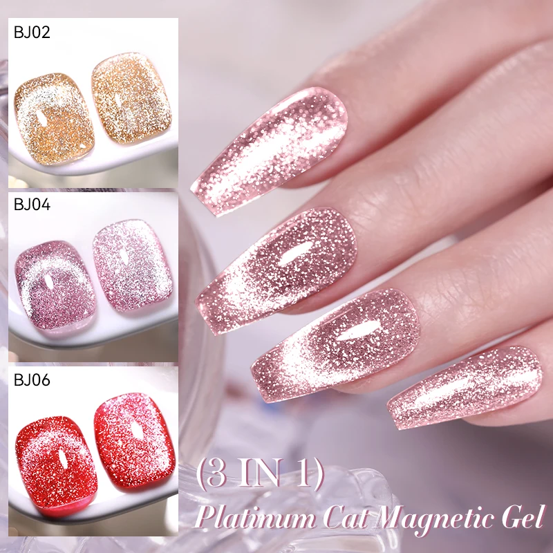 LILYCUTE 7ML Aurora Effect Cat Magnetic Gel Nail Polish Silver Moonlight Sparkling Glitter Semi Permanent Nail Art Gel Varnish