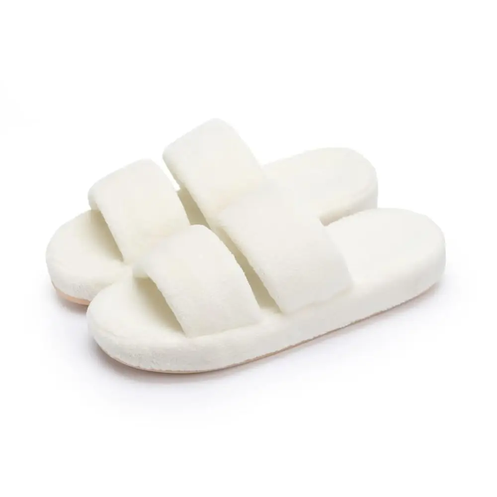 

Open Toe Slippers for Women Plush Fuzzy House Slippers with Memory Foam, Non-Slip Indoor Outdoor Slides, Double-Strap Cozy C