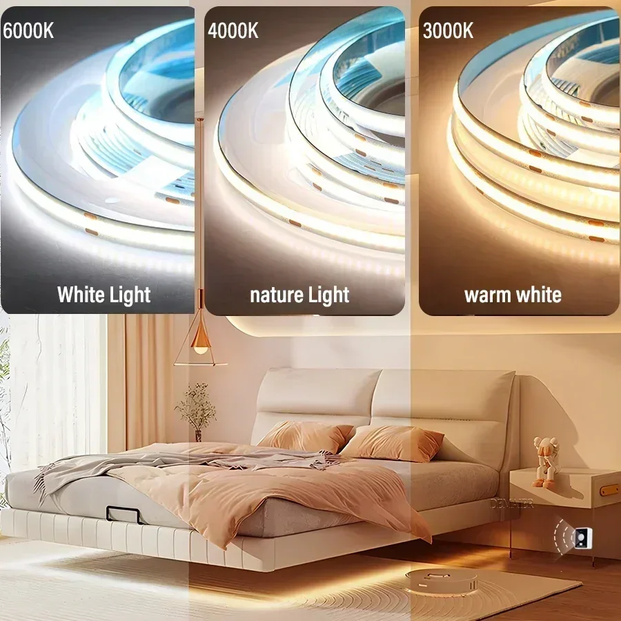 Wireless Motion Sensor COB Led Strip Dimmer backlight lamp Light EU DIY Kitchen Shelf Pantry Showcase Closet Under Cabinet