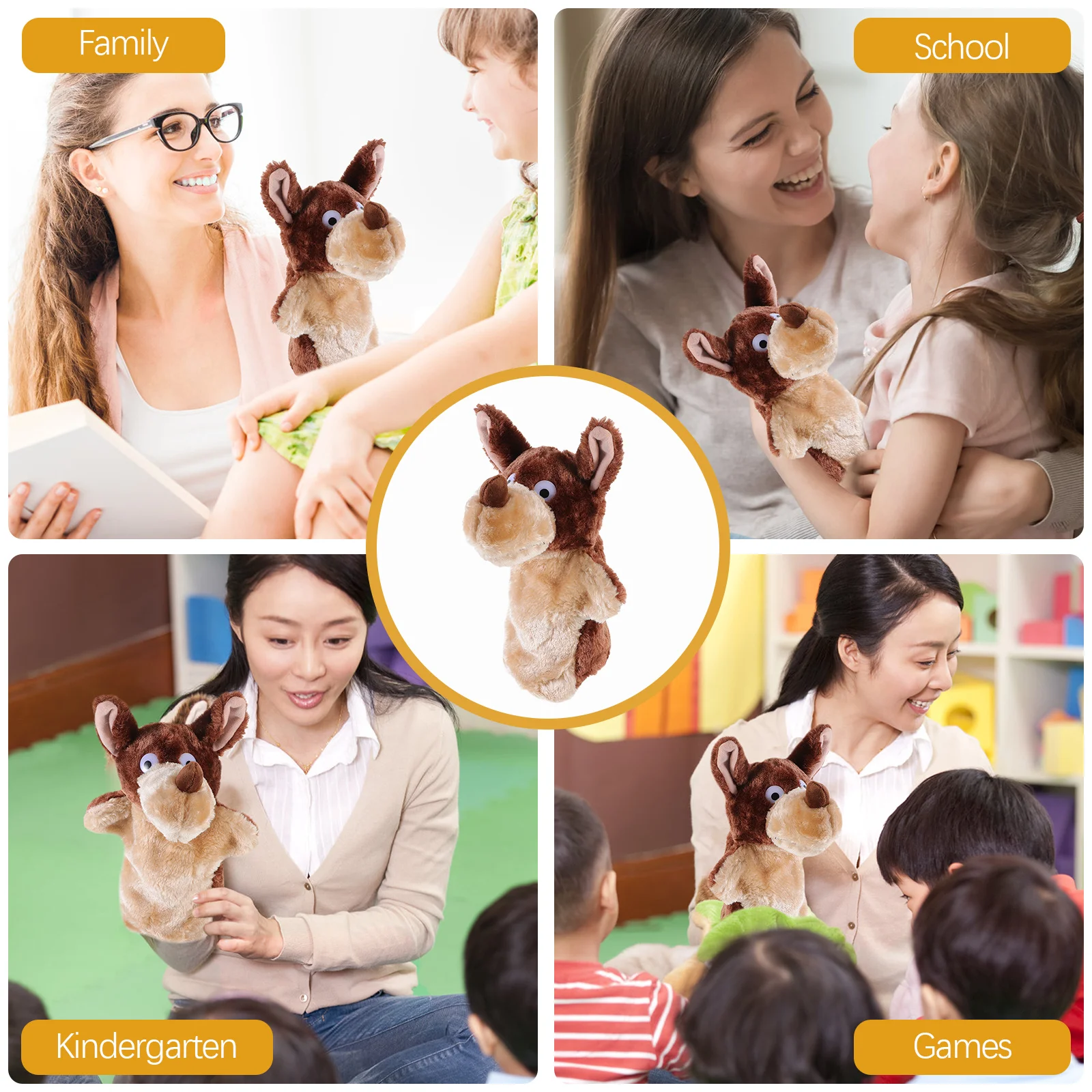 大きな灰色のオオカミのハンドパペット、子供向けの動物ごっこ遊び、インタラクティブな物語の伝達、早期教育、オオカミのぬいぐるみハンド