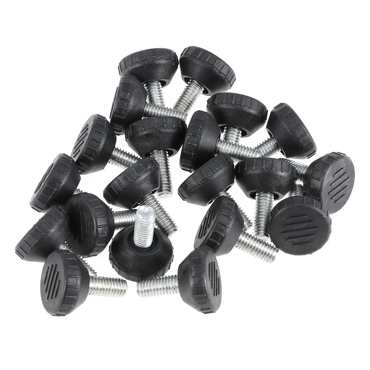 20Pcs Furniture Foot Height Adjustable Leveler Black M8x25mm Thread Plastic Base Foot Cups Glide Pads for Office Home