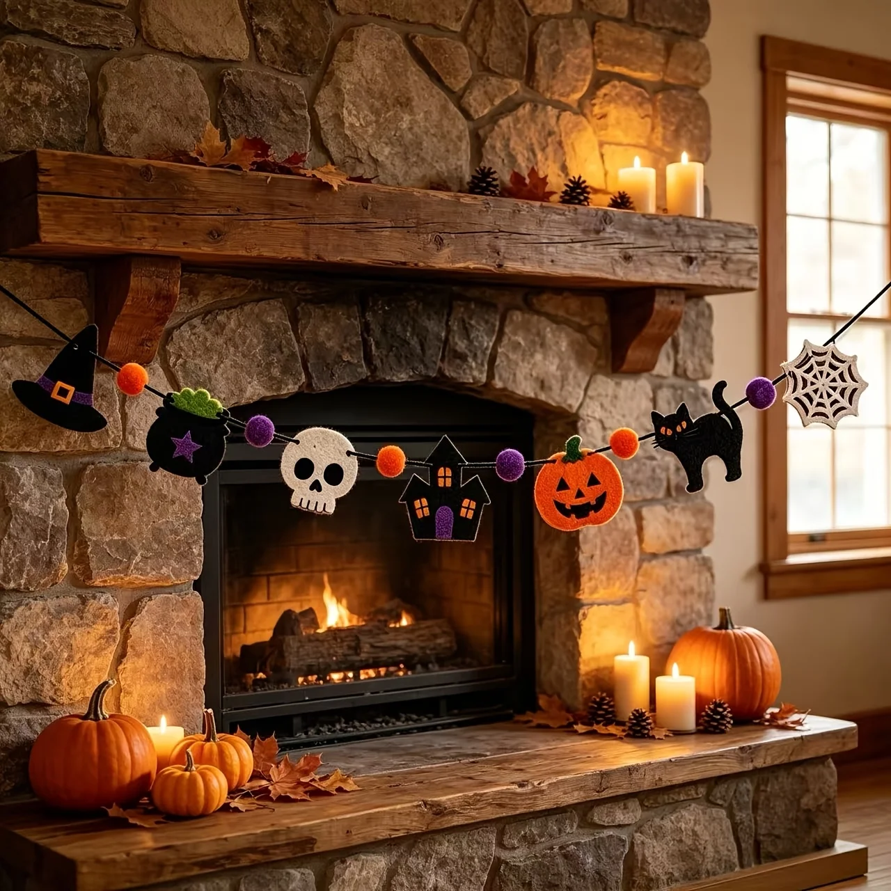 Halloween Felt Garland Skull B - Outdoor Lighting Halloween review and price