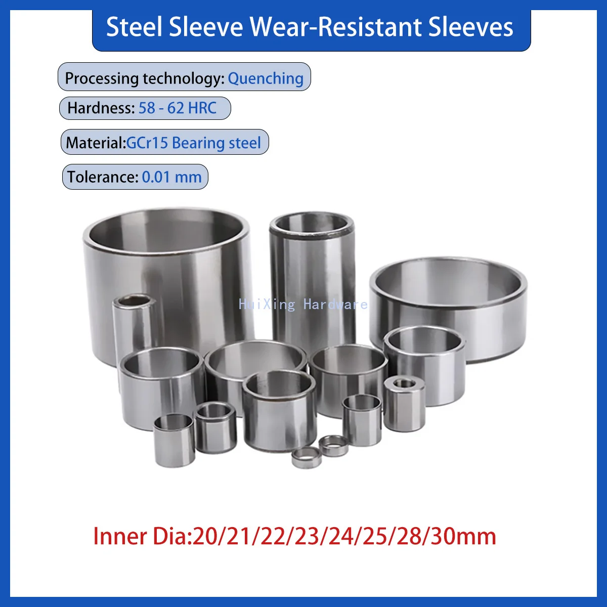 Steel Sleeve Wear-Resistant Sleeves Inner Diameter 20/21/22/23/24/25/28/30 Disassembly Sleeve/ Guide Sleeves/Spacer Sleeve