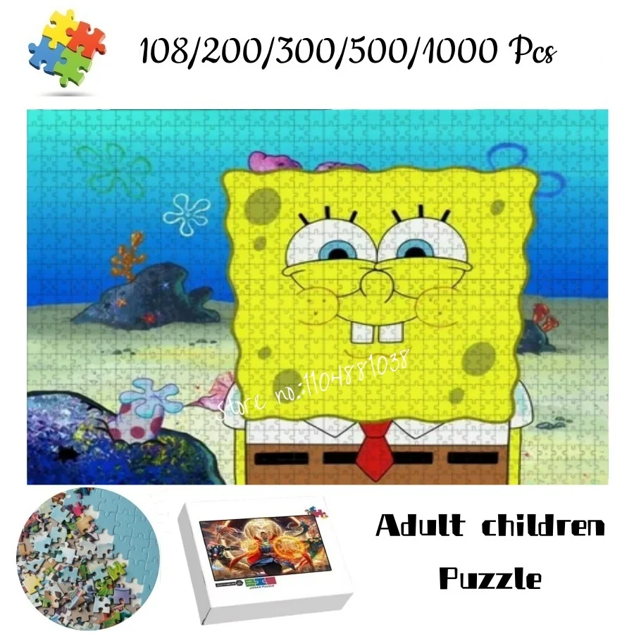 

Spongebob Squarepants Close Up Jigsaw Puzzle 108 200 300 500 1000 Pieces Spongebob Bikini Bottom Kids Adult Educational Toy Gift