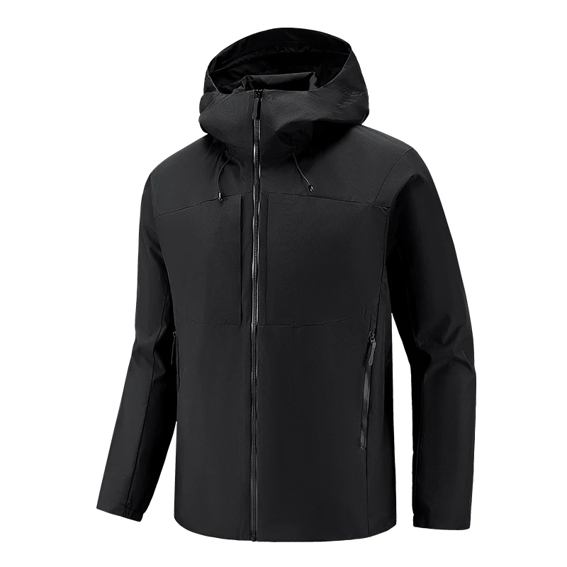 Men's Lightweight Windbreaker Waterproof Jacket Outdoor Casual Raincoat Spring Autumn Hiking Travel Hooded Solid Color Coat