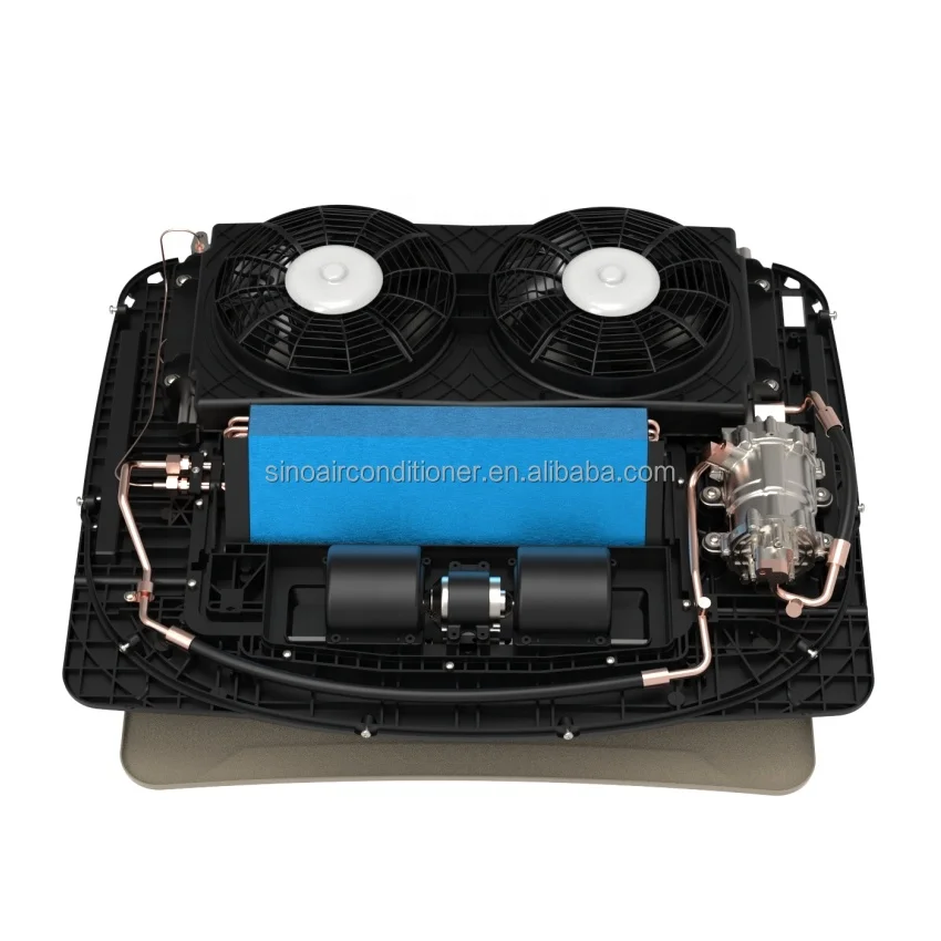 المقصورة 24 فولت تكييف التيار المتناوب RV على السطح فان 12 فولت شاحنة وقوف السيارات مكيف الهواء #6